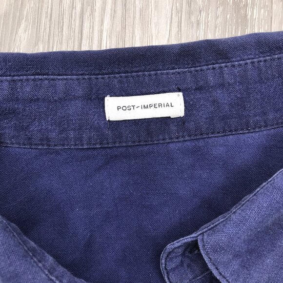 Post Imperial Blue Shirt Button Front Long Sleeve Hipster Mens M - Picture 2 of 8